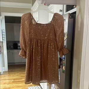 Brown Dress with Gold Accents